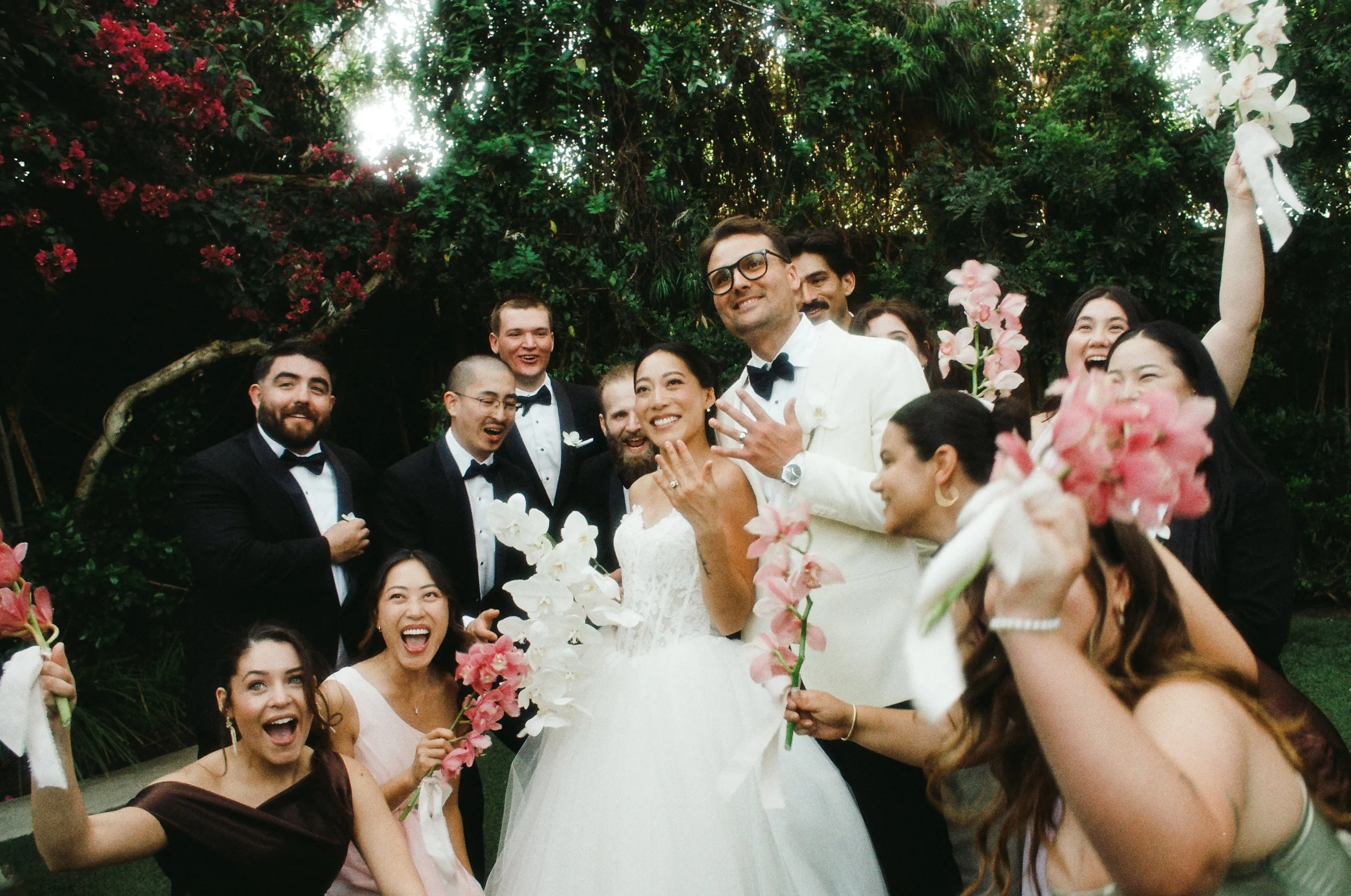 wedding party in Southern California on 35mm film
