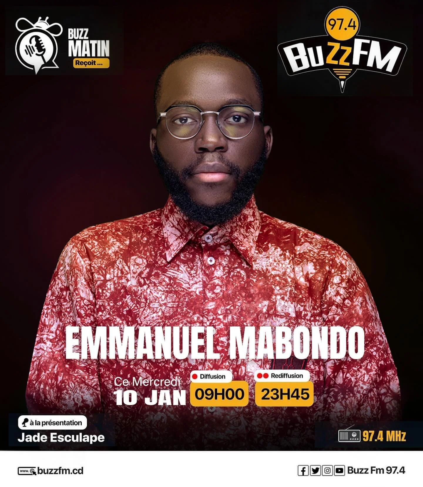 On enchaine ! Retrouvez moi demain matin &agrave; 9h00 et soir &agrave; 23h45 pour la premi&egrave;re &eacute;mission de l&rsquo;ann&eacute;e de Buzzfm97.4 !

Le th&egrave;me ➡️ &Eacute;lections en RDC : le r&ocirc;le de la jeunesse dans la p&eacute;