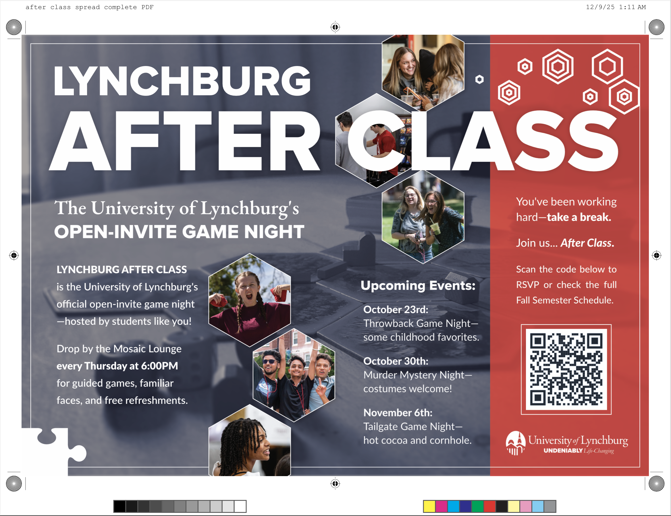 The spread with its bleed and print marks