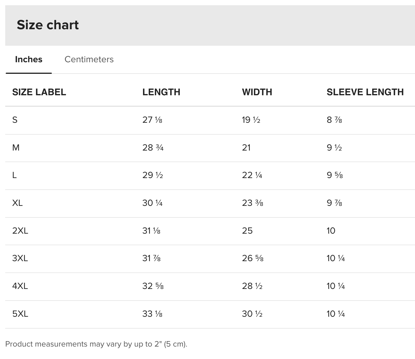 Eco T Shirt Size Chart Inches.png