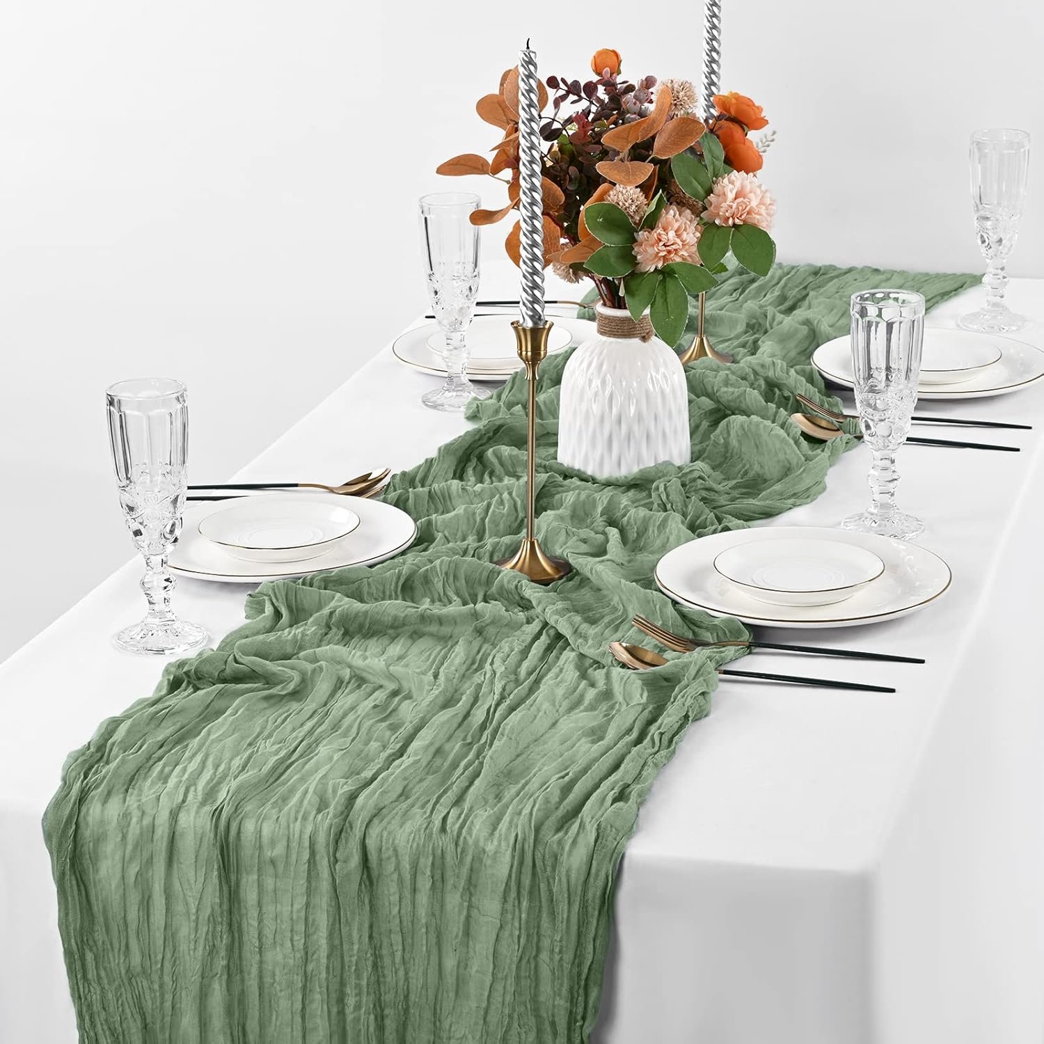 Sage Green Gauze Runner