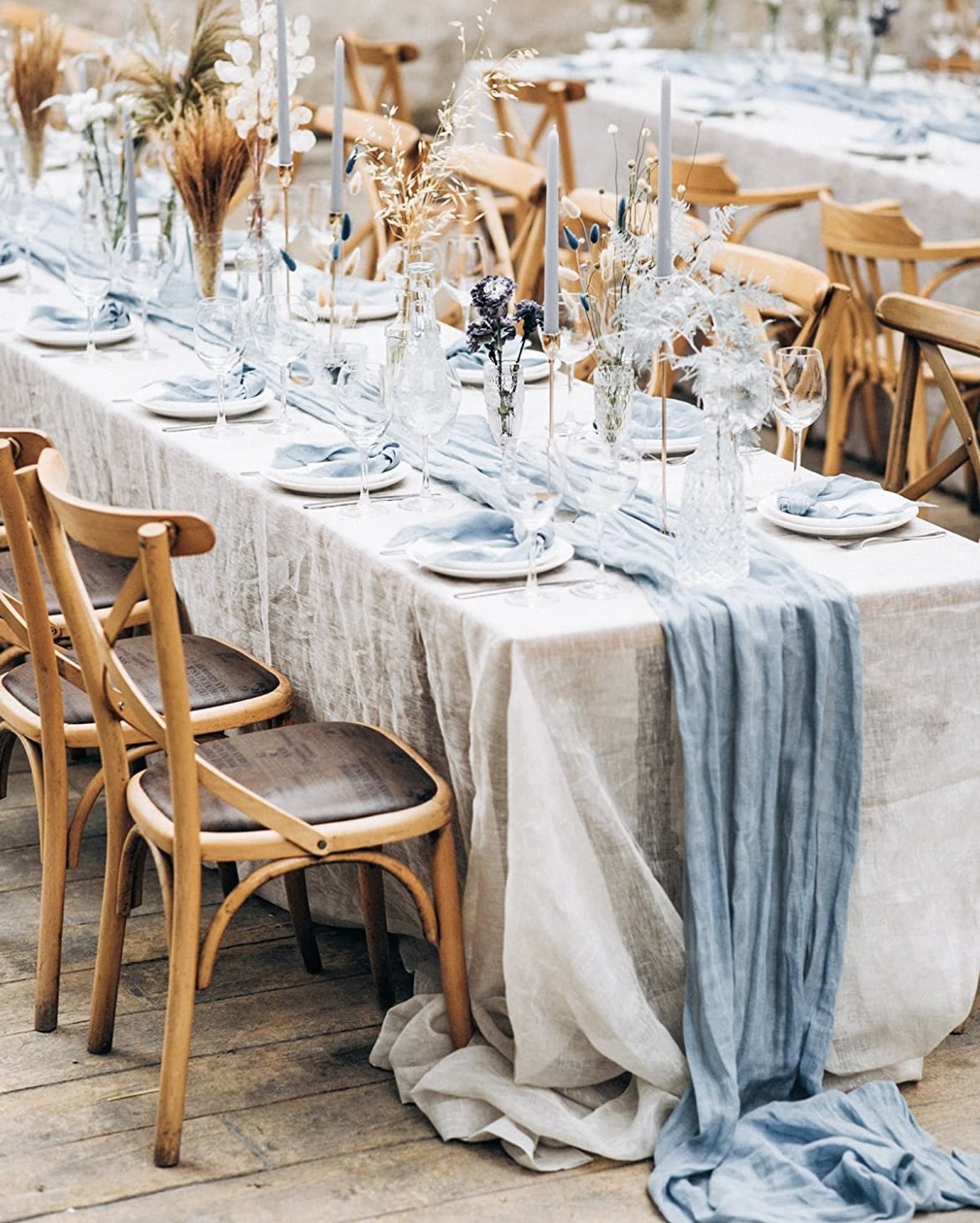 Dusty Blue Gauze Runners