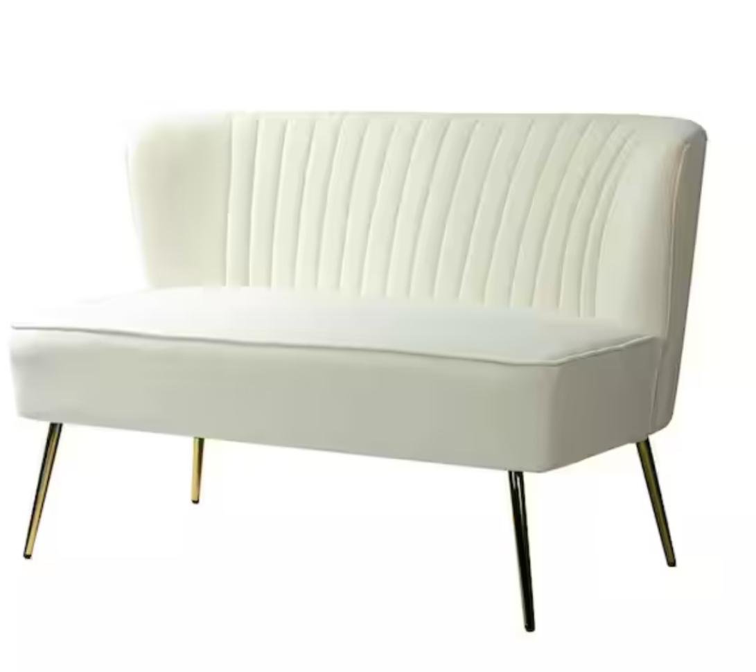 Ivory Velvet Love Seat
