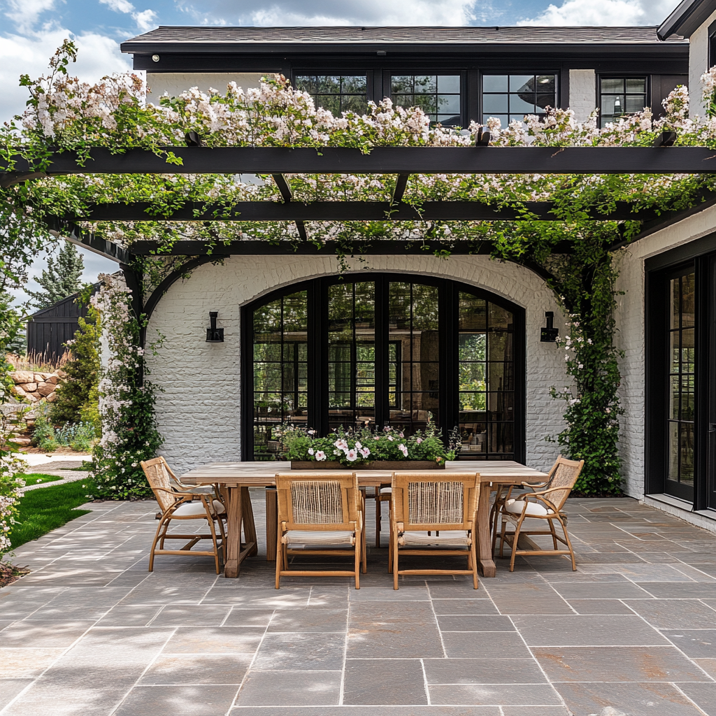 Sample of Fink Garden Studios immersive planting style in a patio design.