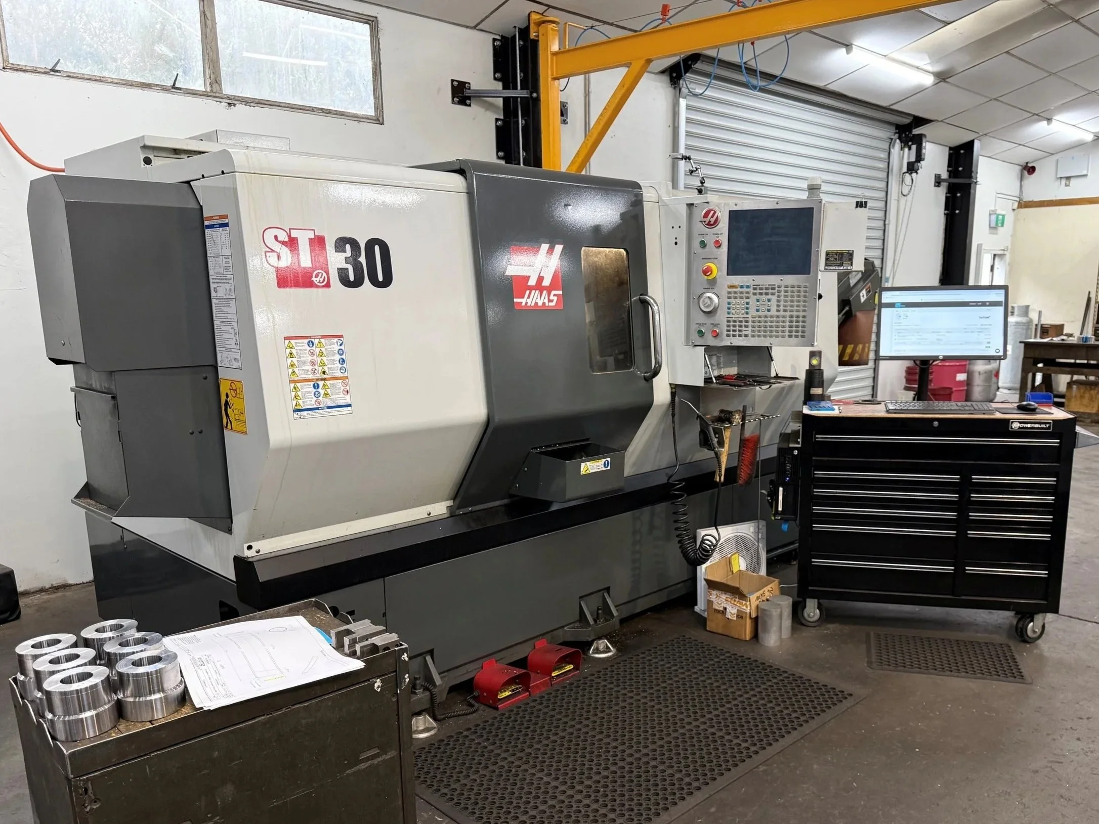 A photo of a CNC lathe