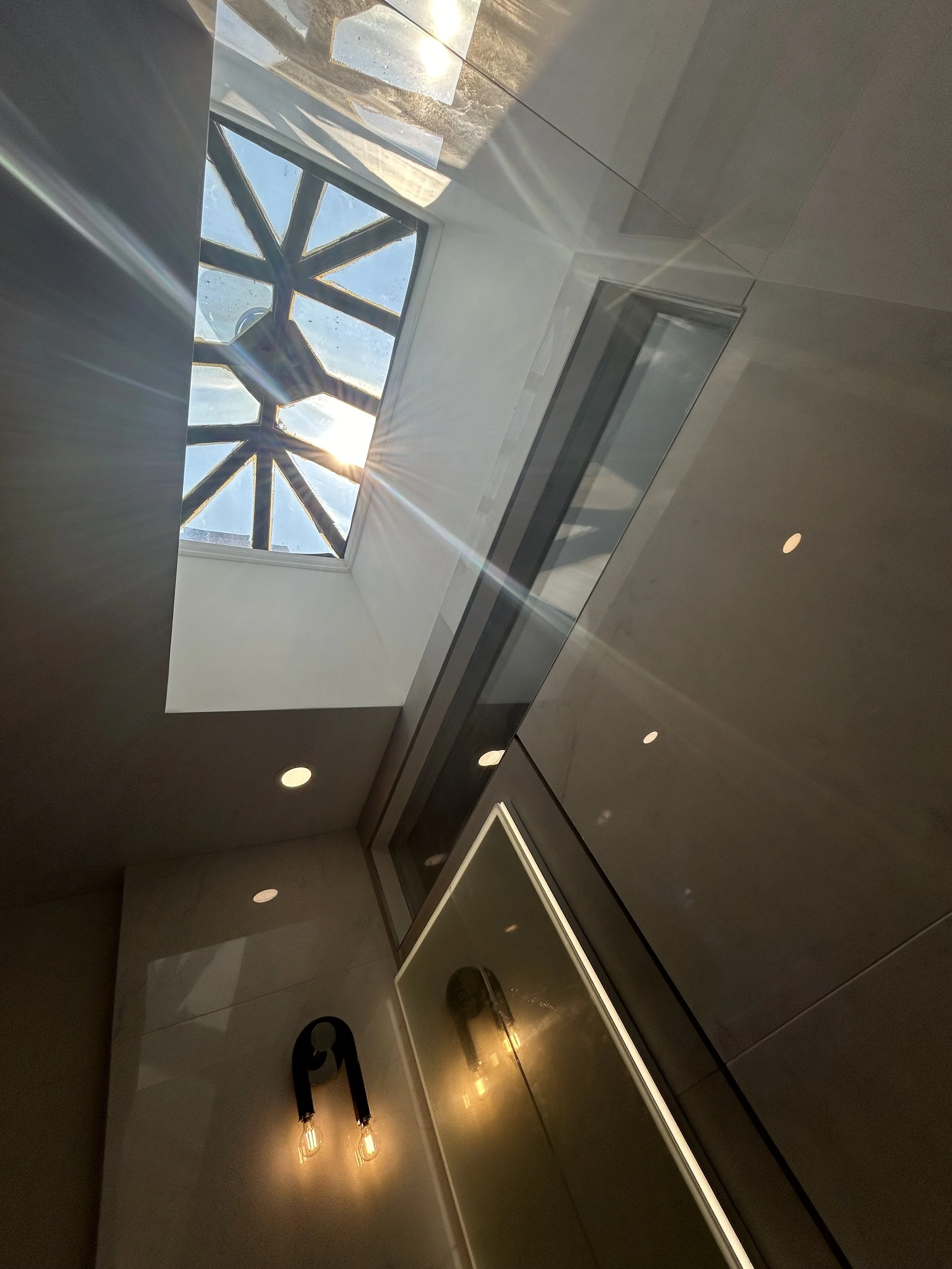 Enlarged bathroom ceiling view