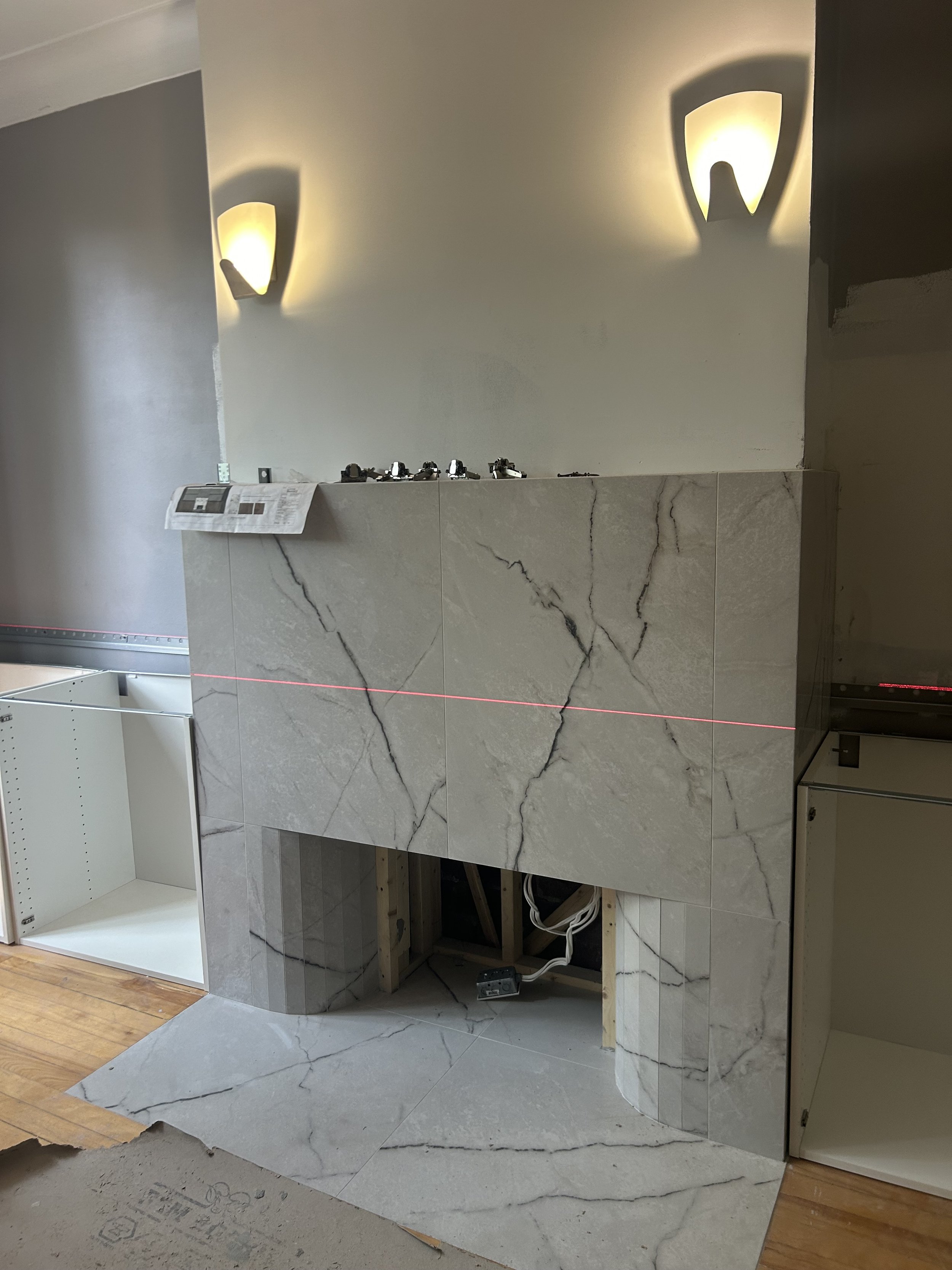 Fireplace wall in progress