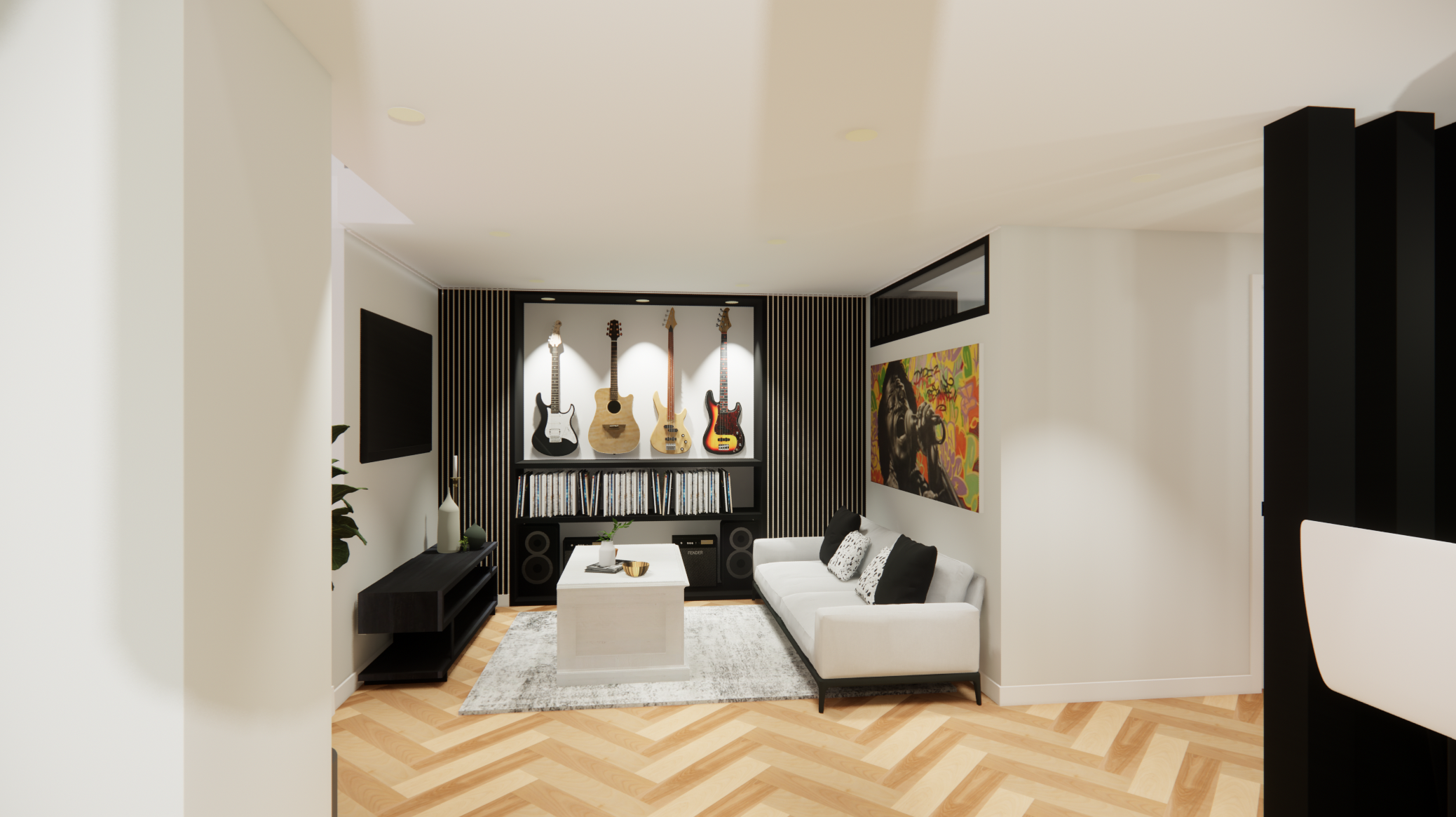Living room 3D render