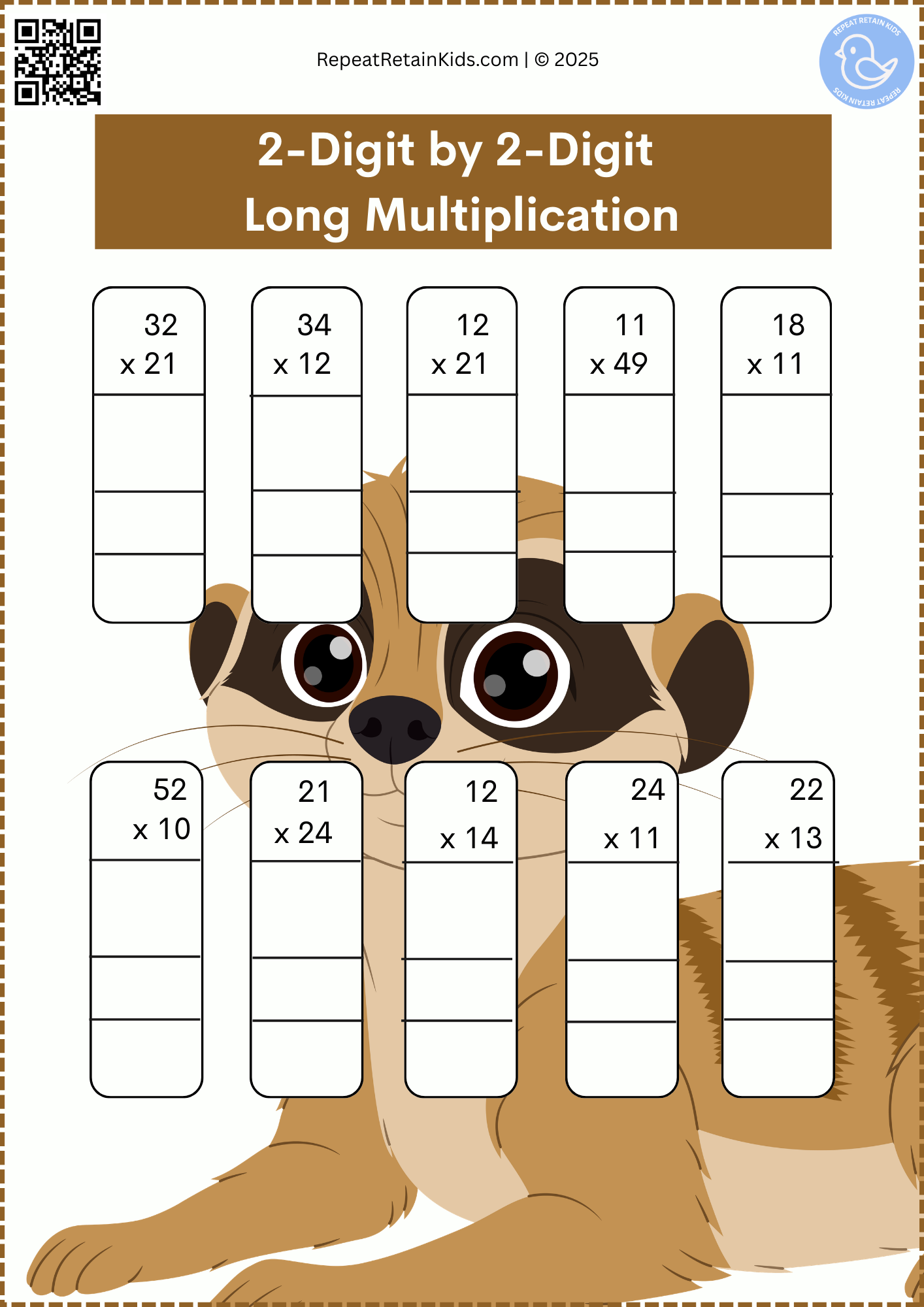 2 Digit by 2 Digit Multiplication
