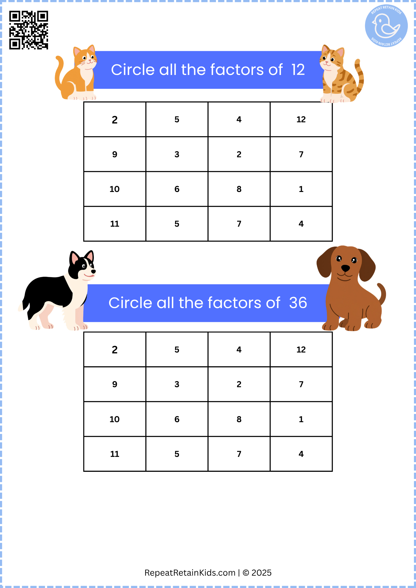 Find the Factors of Numbers