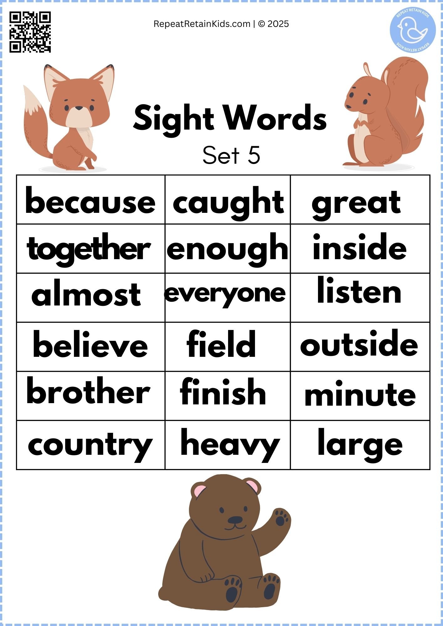Sight Words Set 5