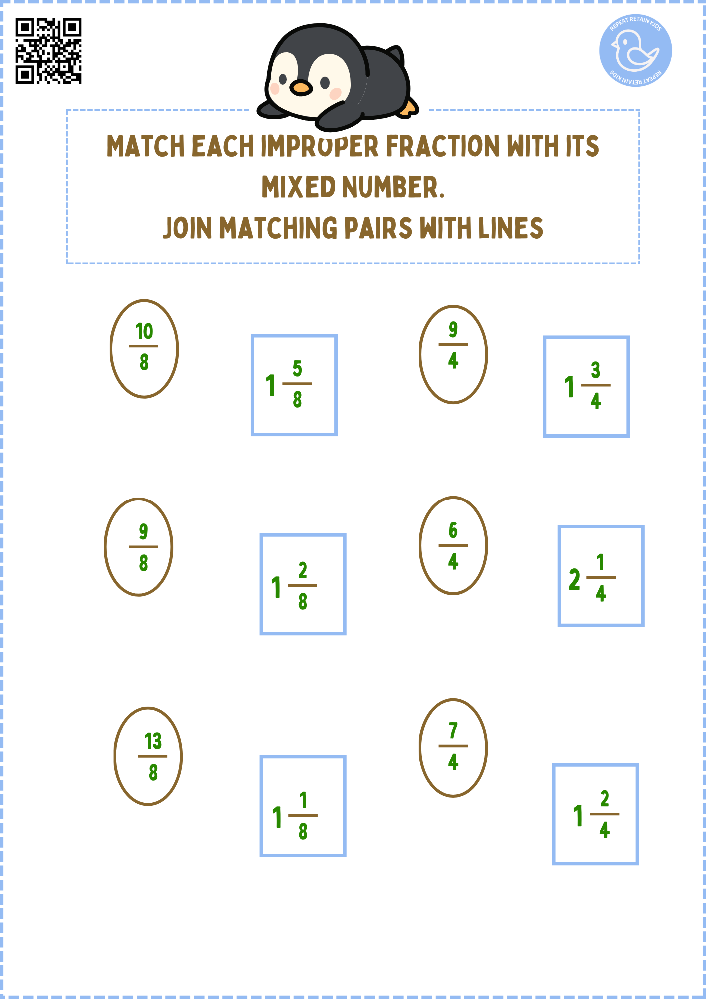 Convert Improper Fractions to Mixed Numbers