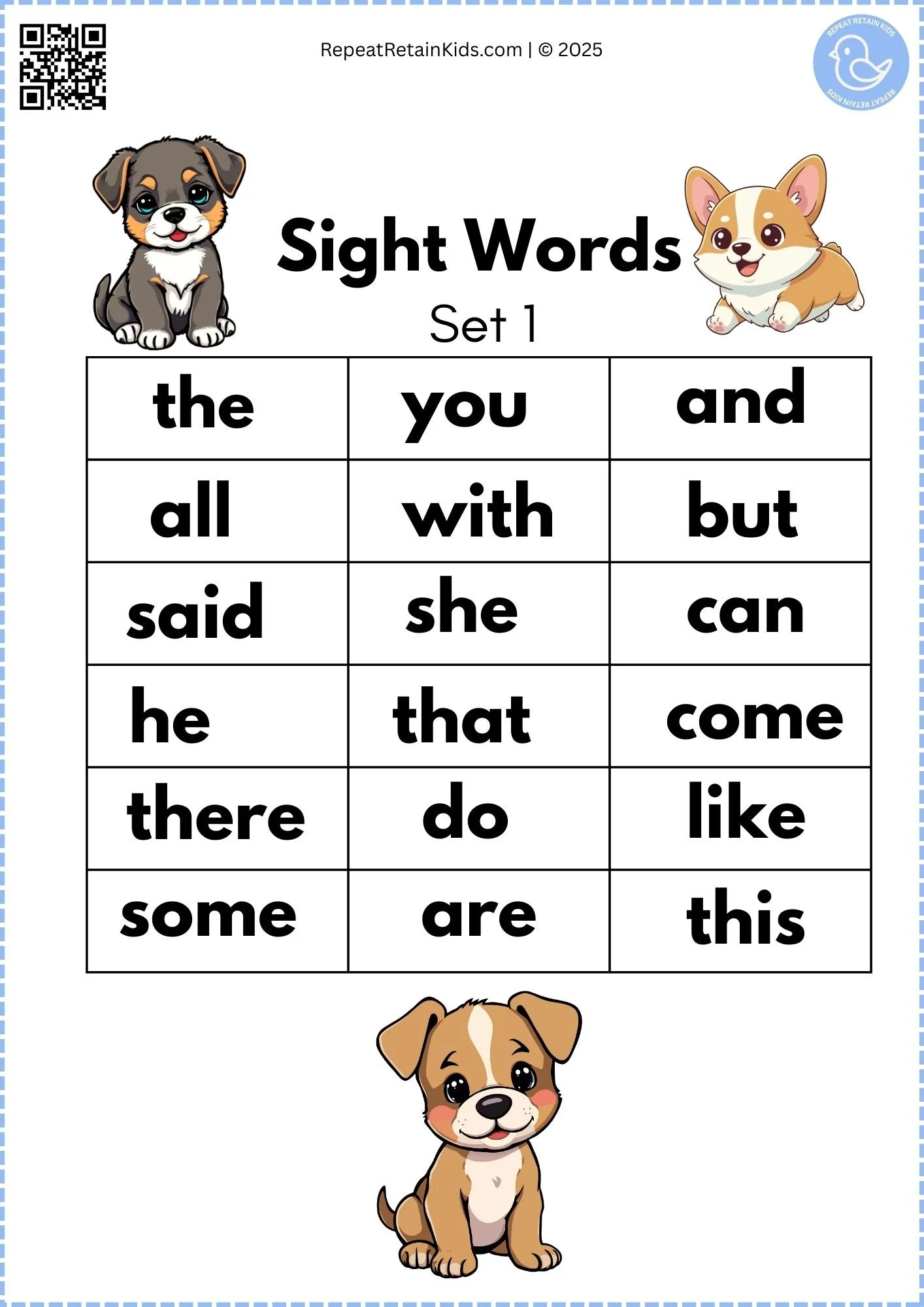 Sight Words Set 1