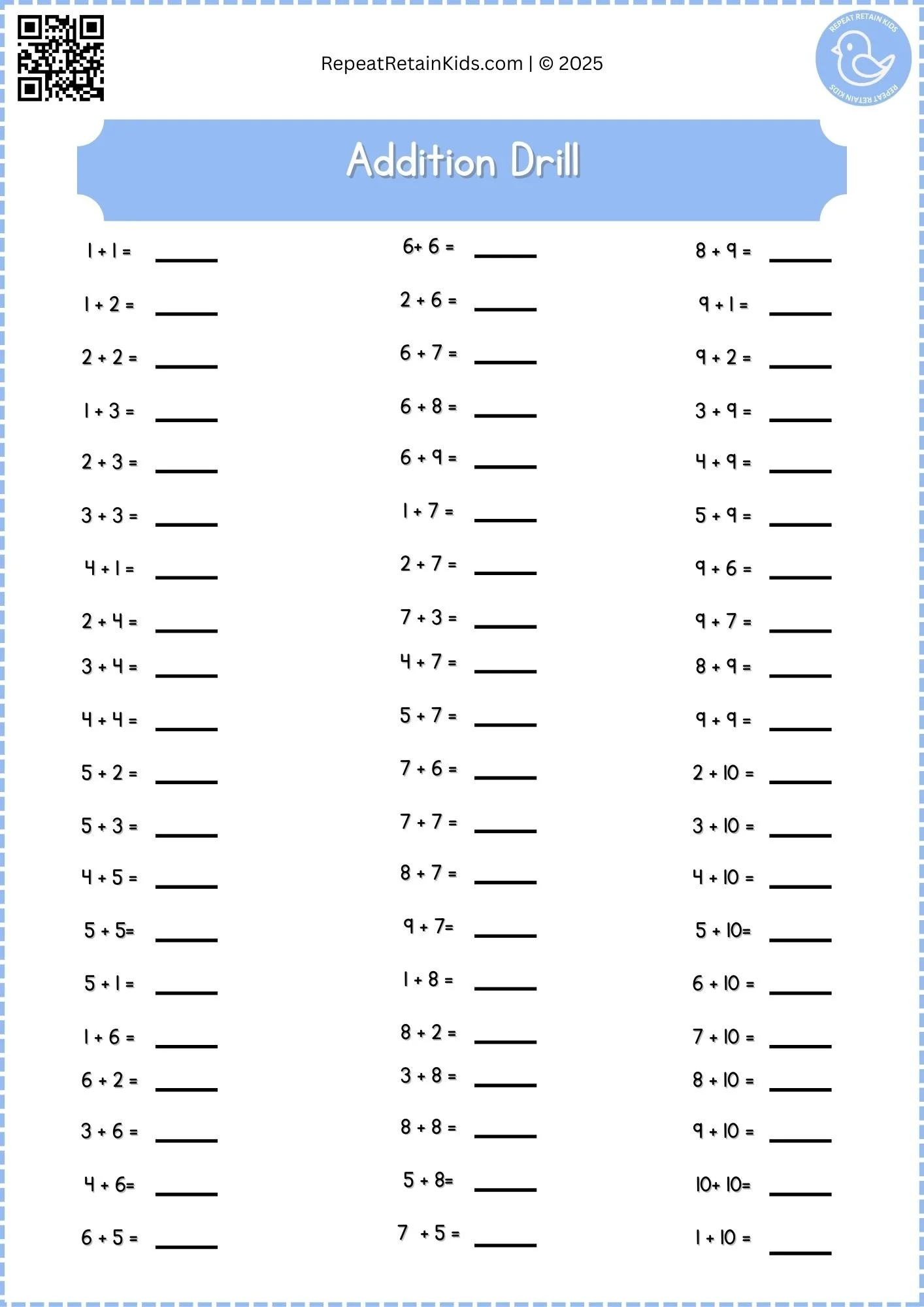 Basic Addition Drills