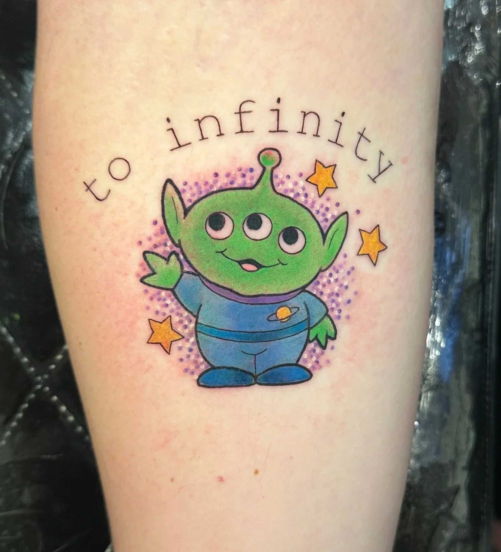 Disney tattoo artist in San Diego, glitter tattoo by ktrantattoos