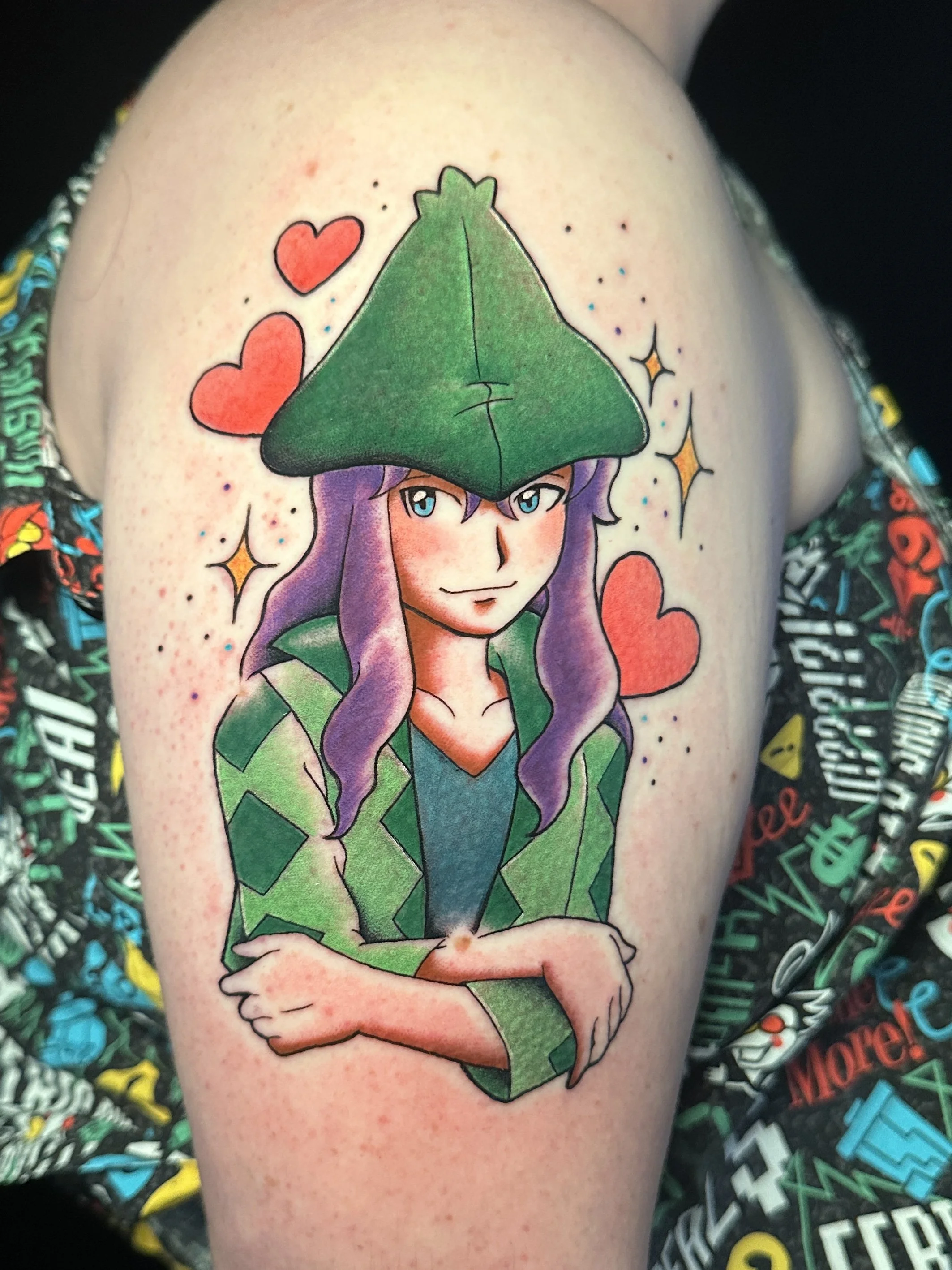 Harley from Pokémon tattoo by Kristine Tran, female tattoo artist in San Diego 