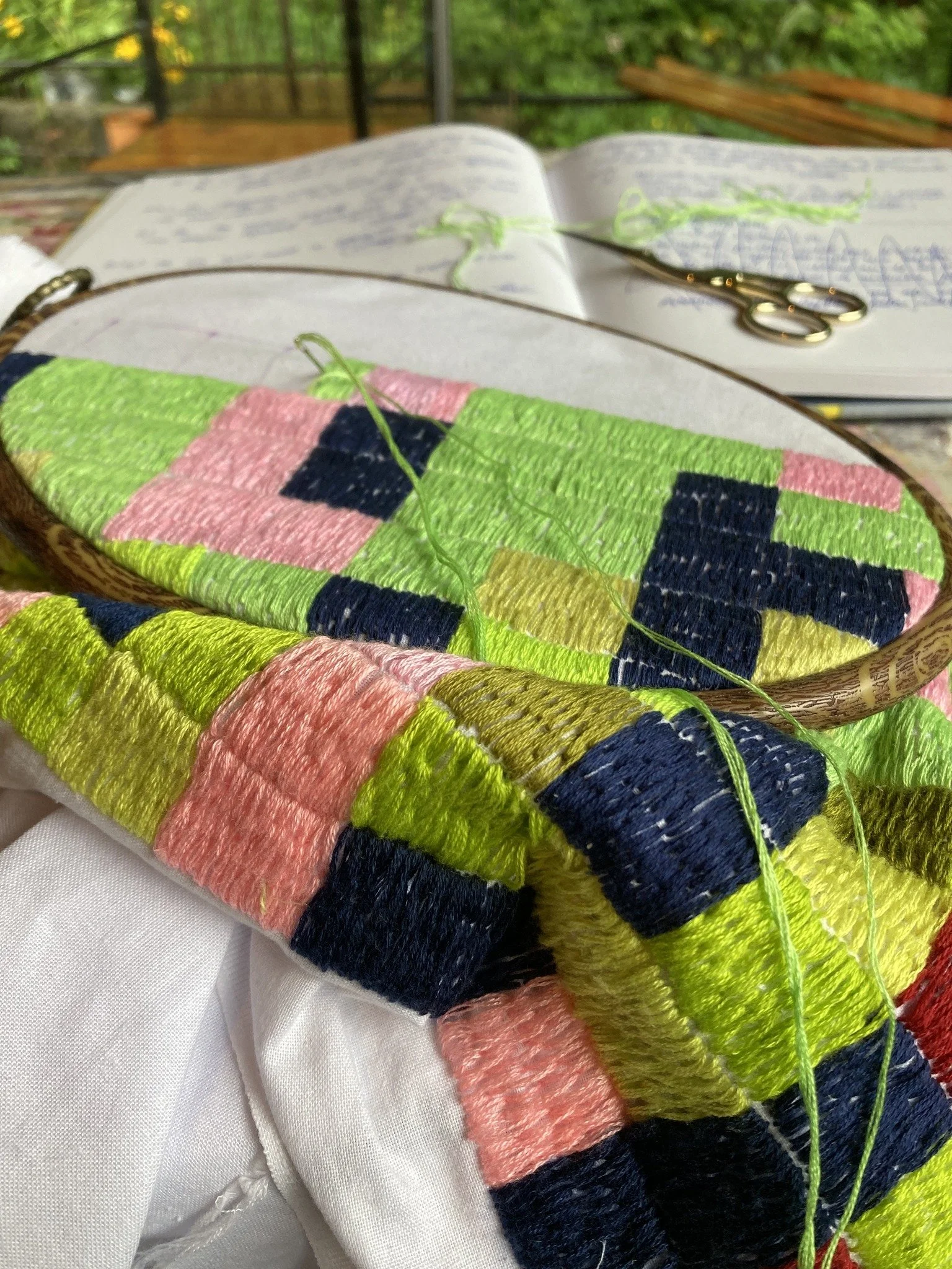 Mirela Ivanciu, Survival Net, broderie manualǎ, bumbac pe bumbac, 50/60 cm, 2025