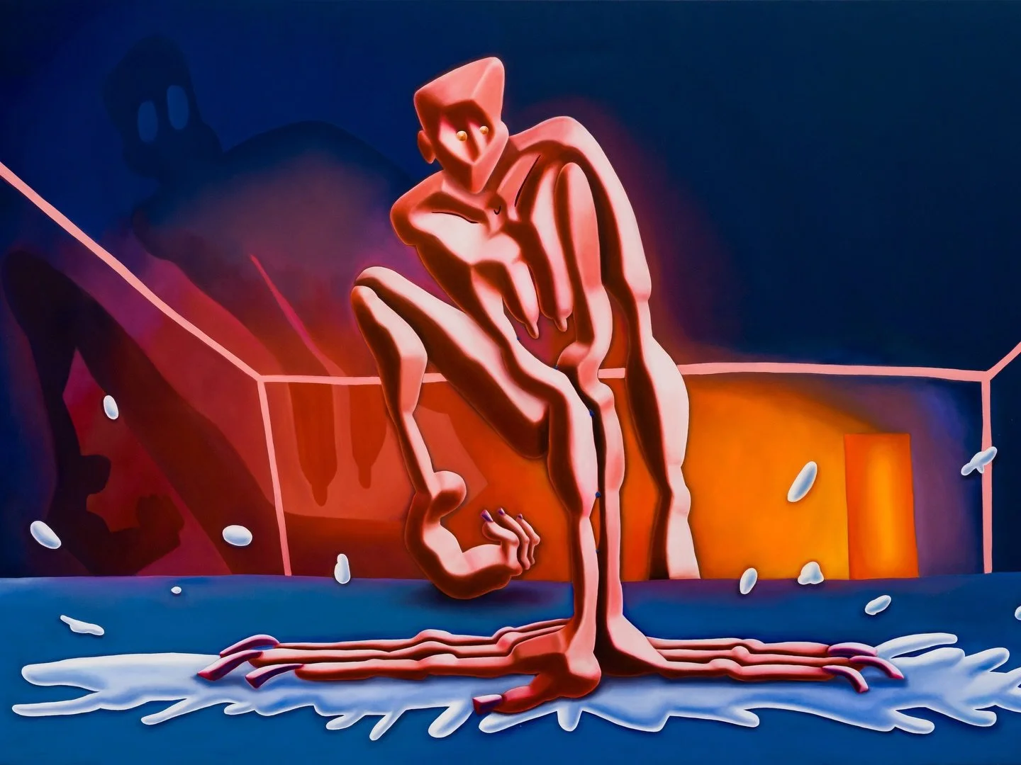 Cathrin Hoffmann, „Human Hand for Scale”, 2022, Oil and hot glue on canvas, 200 x 300 cm