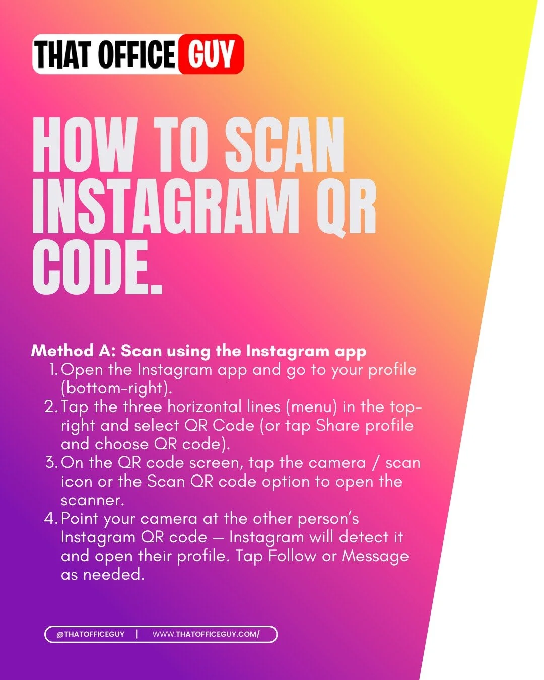 Spotted an Instagram QR code? 📸 Learn how to scan it and instantly follow a profile, find a new business, or access exclusive content. It's a quick and easy way to connect! #InstagramTips #QRCode #SocialMediaMarketing #TechHacks