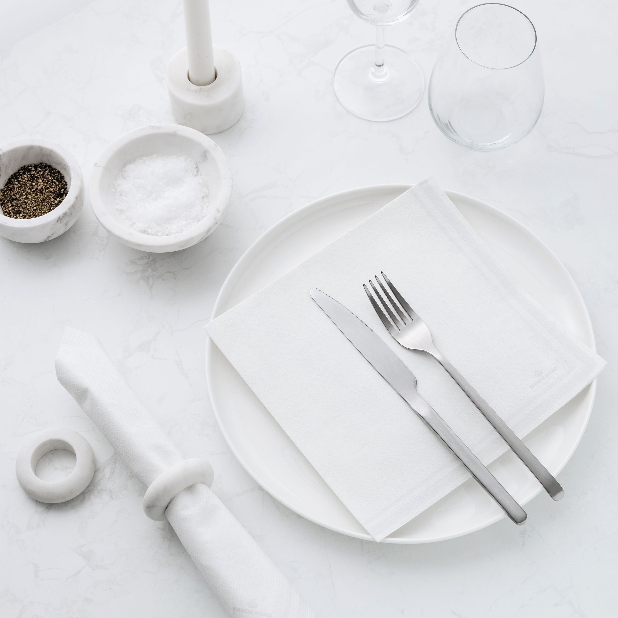 Linen Luxe White Paper Napkin- Dinner- Manor Road