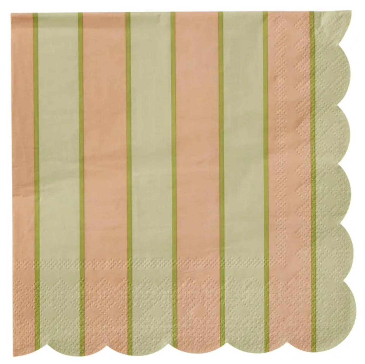 Carnival- Scallop- Peach, Green Stripe - Luncheon