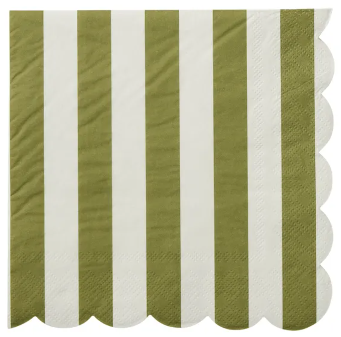 Carnival- Scallop- Olive Stripe - Luncheon