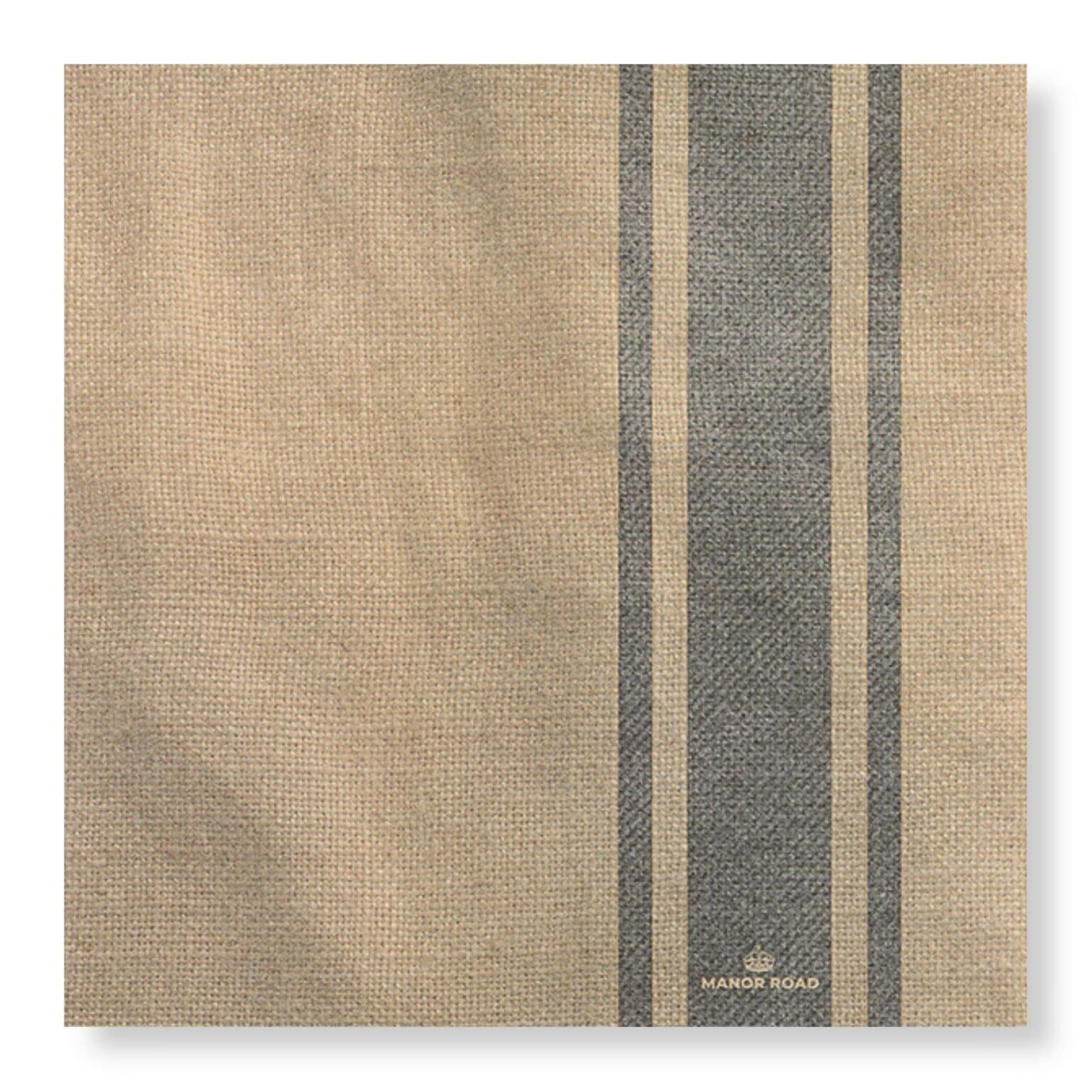 Coffee Stripe Linen Napkin- Luncheon- Manor Road