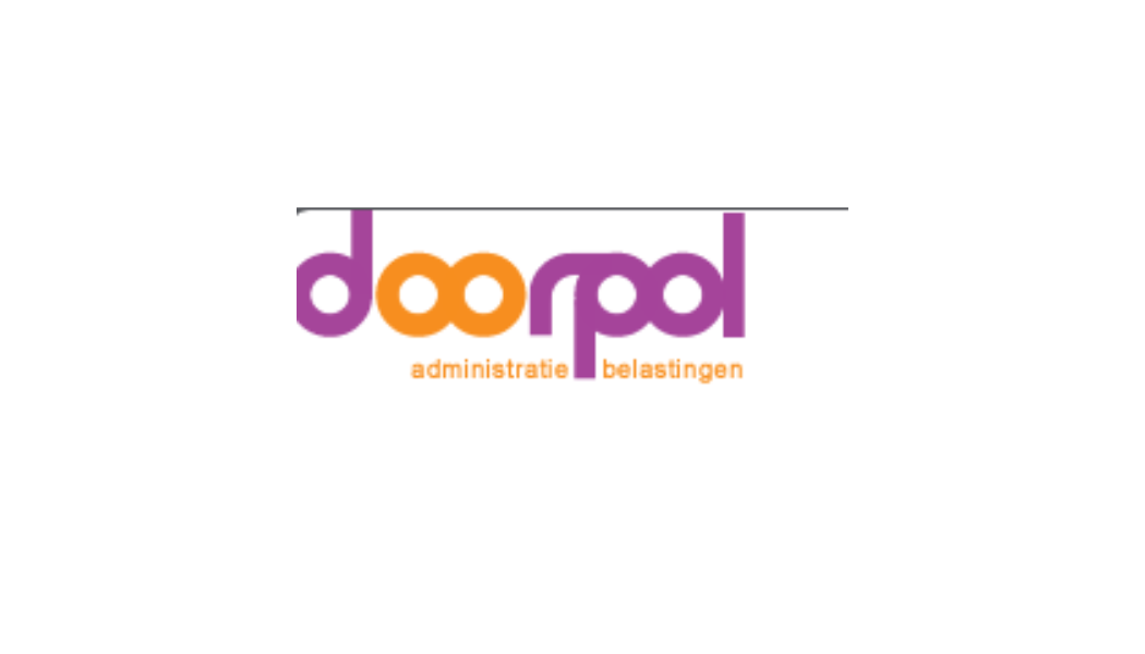 Logo of "doorpol administratie belastingen" with purple and orange text.