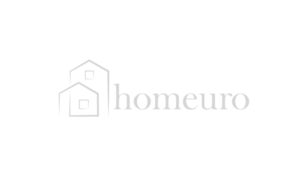 Logo with two overlapping house outlines and the word 'homeuro' in light gray text.