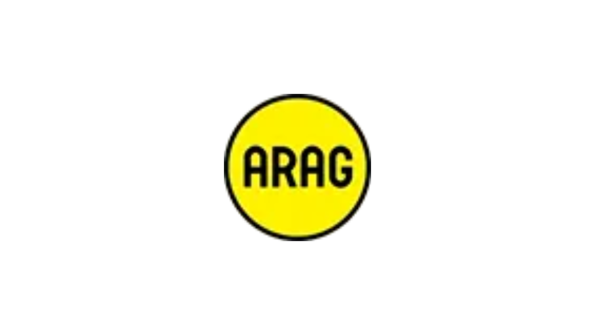 ARAG logo, yellow circle with black text