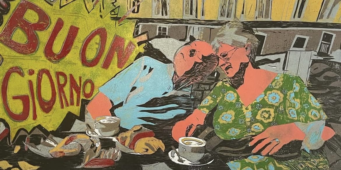 Buon giorno, houtsnede, 49x89cm