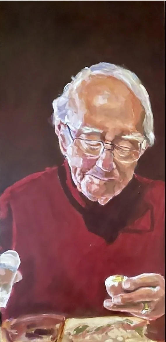 Jaap eet zijn dagelijkse eitje 2023, olieverf op paneel | VERKOCHT