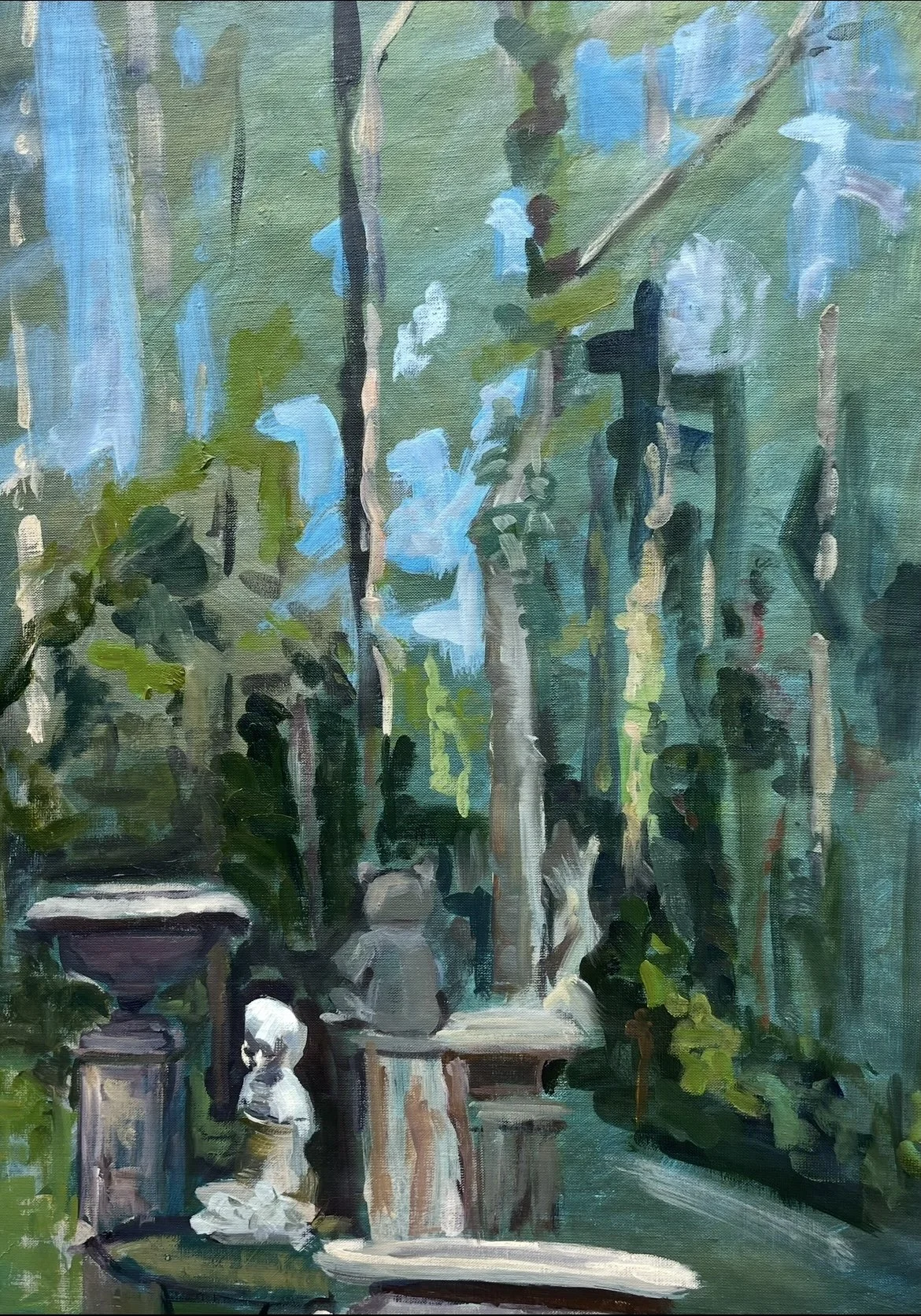 De beeldentuin, olieverf op doek, 46x60cm