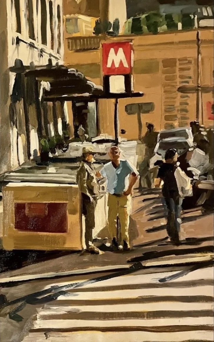 Metro Men in Rome, olieverf op doek, 58x36,5cm | VERKOCHT