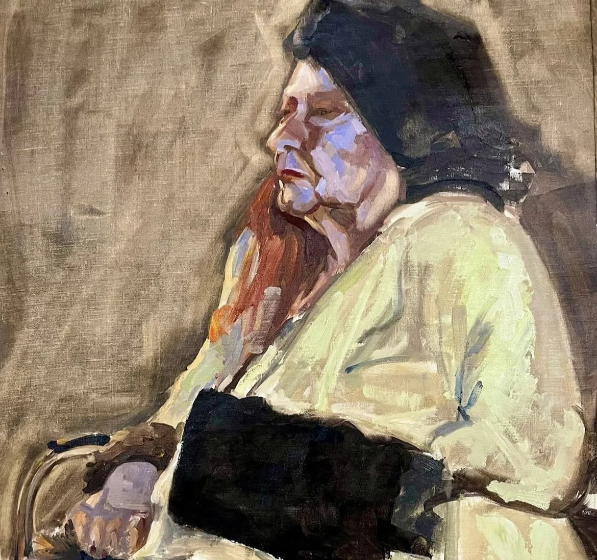 Geke met mof, olieverf op linnen, 85x60 cm 2024