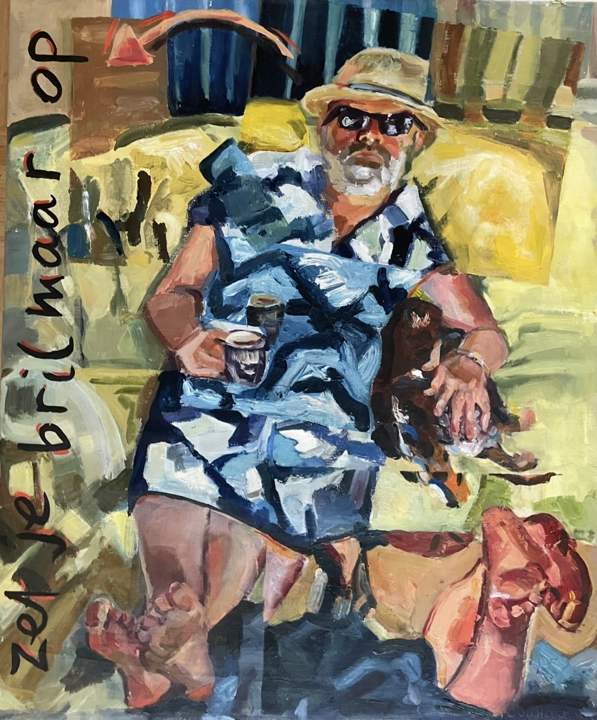 Zet je bril maar op, olieverf op doek, 60x50cm