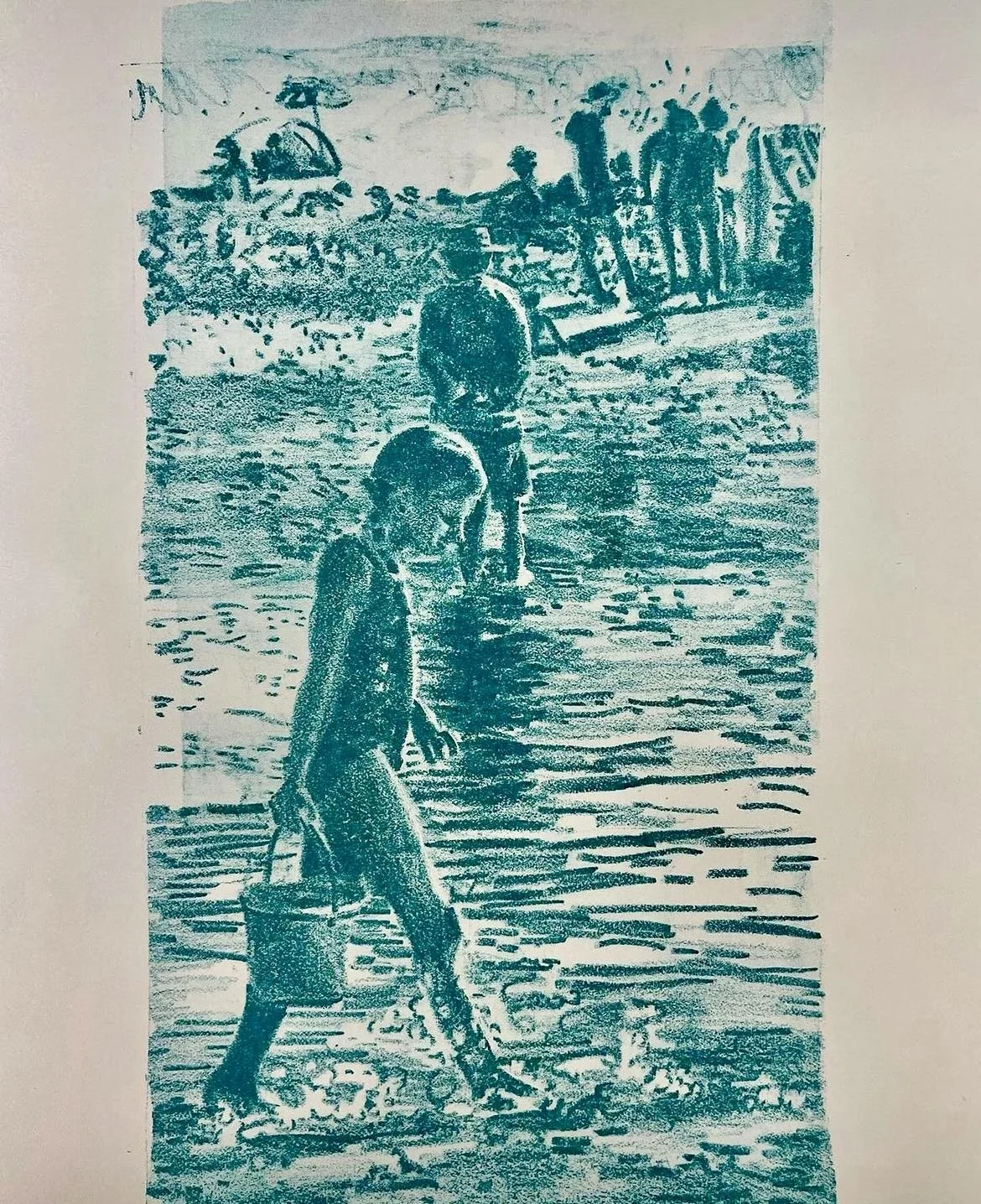 Hans aan zee, lithografie 26x14 cm, 2023