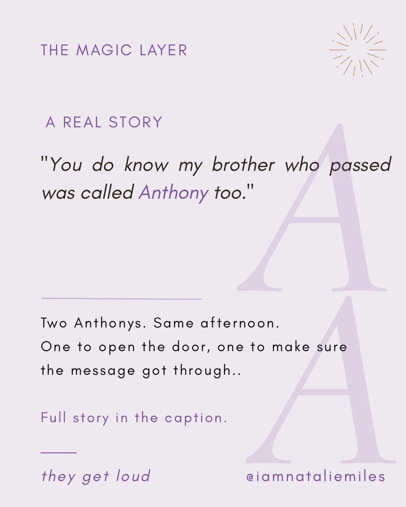 Today I wanted to share with you one of my many MAGIC LAYER stories 💜 This is a recent one&hellip;

I didn&rsquo;t think much of it- names come through, messages come through. I noted it and moved on.

Then I got on the scheduled call with my friend