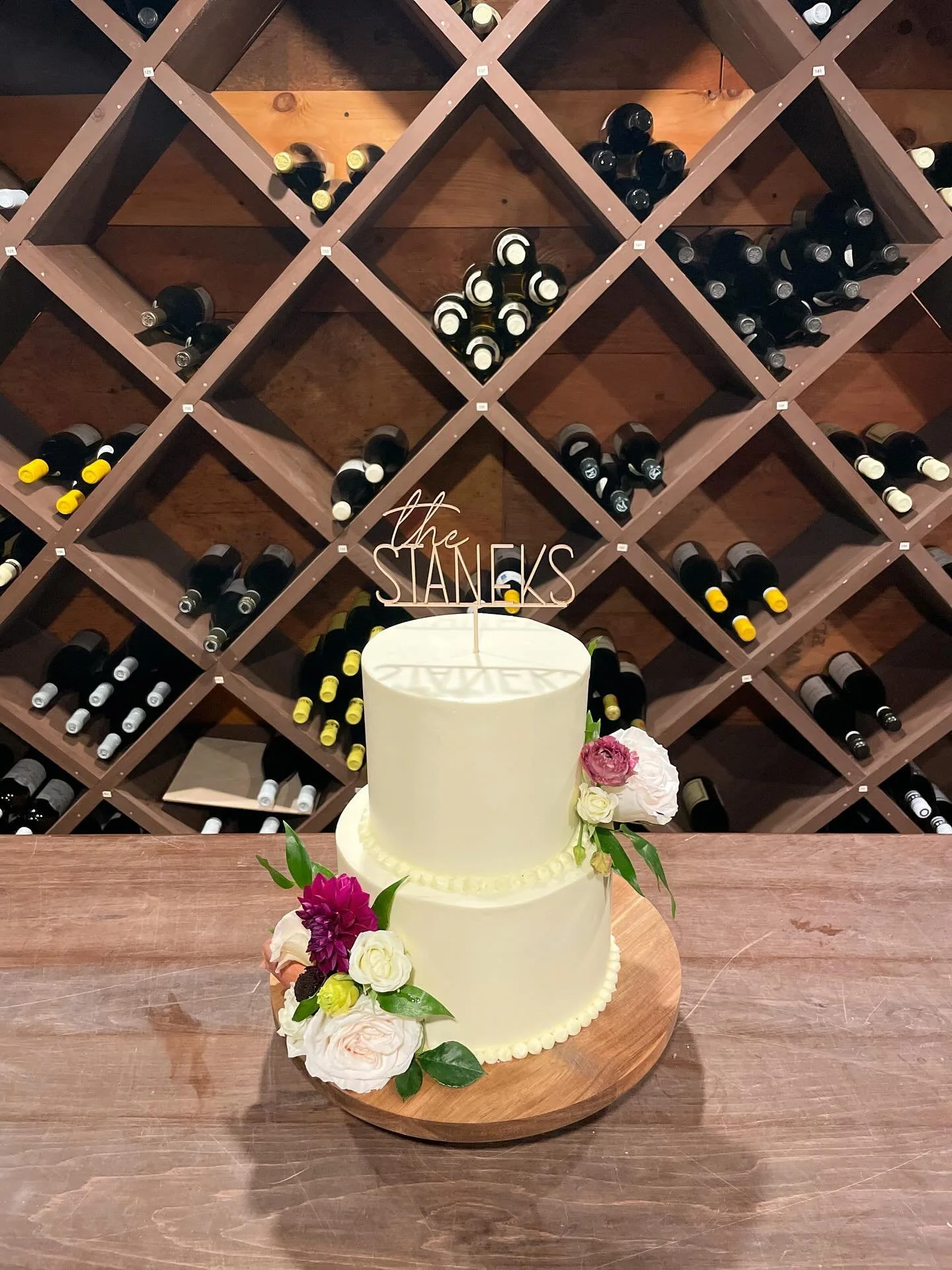 Wishing the Staneks a beautiful &amp; funfetti filled marriage! 💐 🎊 
.
.
.
.
#vermontwedding #newenglandwedding #newenglandweddings #madeinvt #madeinvermont #handmade #whiteweddingcake #weddingcakes #brattleboro #renaissancepastry #funfetti