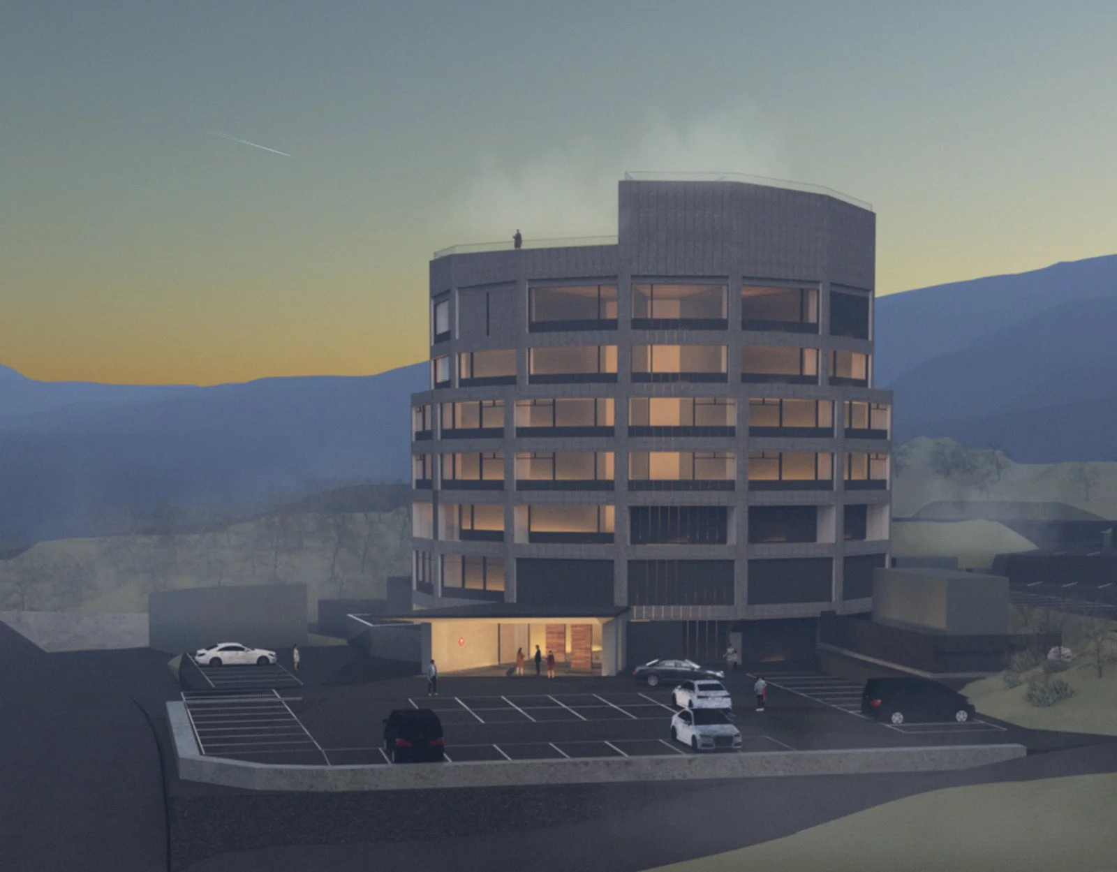 Summer sunset scene render