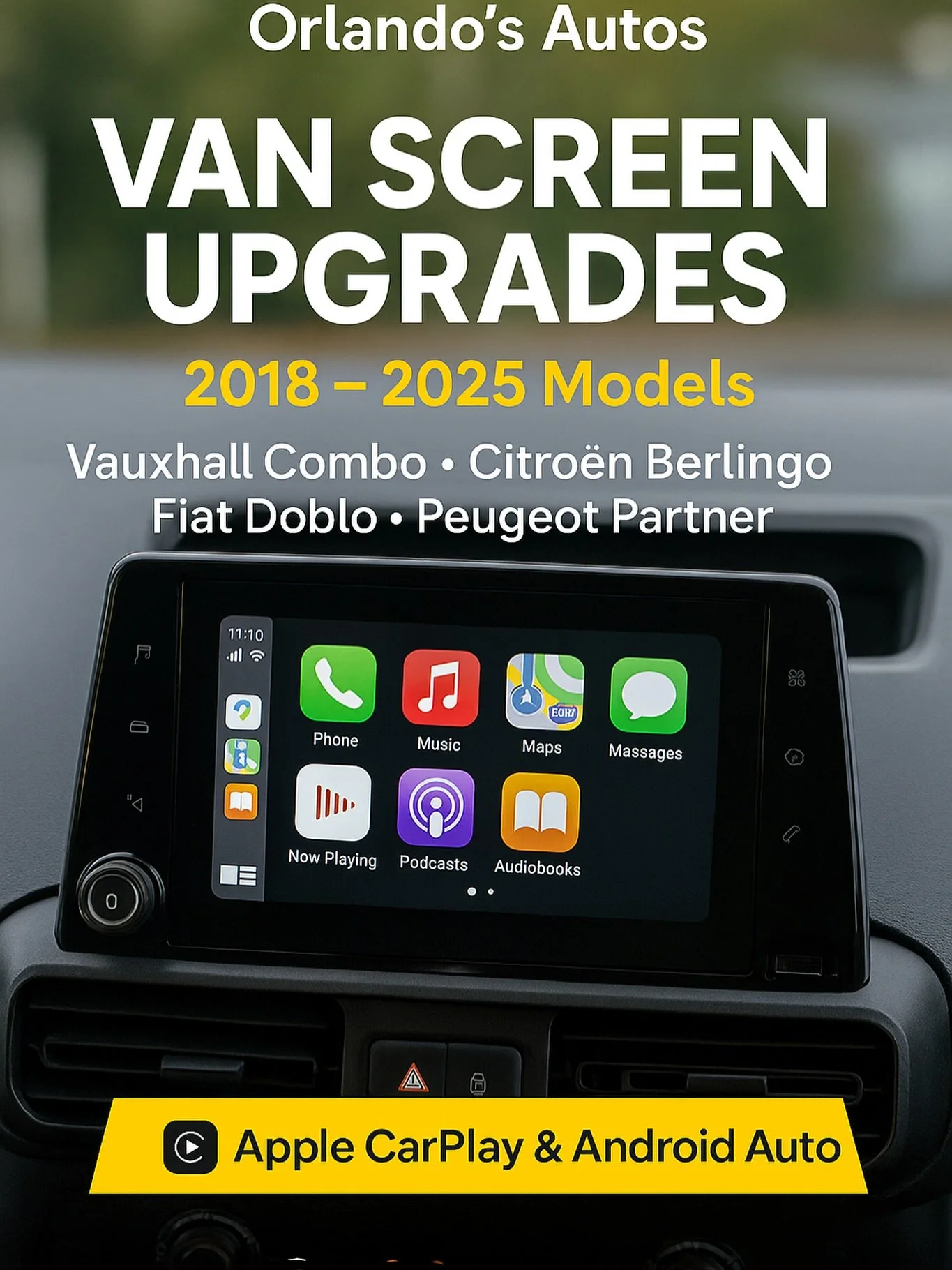 🚐 VAN SCREEN UPGRADES &ndash; UK FITTING 📱
Upgrade your van&rsquo;s dashboard with Orlando&rsquo;s Autos 🇬🇧

We professionally supply &amp; fit infotainment screen upgrades for:

✔️ Vauxhall Combo
✔️ Citro&euml;n Berlingo
✔️ Fiat Doblo
✔️ Peugeot
