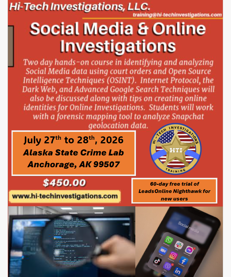 Anchorage, Alaska - Social Media & Online Investigations - July 27-28, 2026