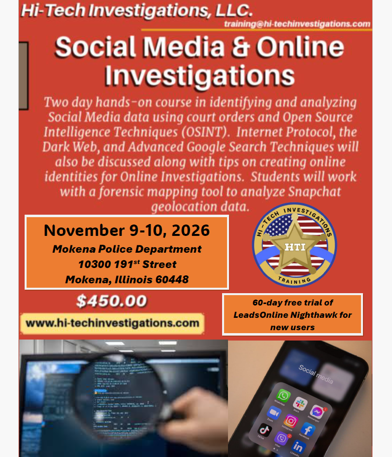 Mokena, IL - Social Media & Online Investigations - November 9-10, 2026