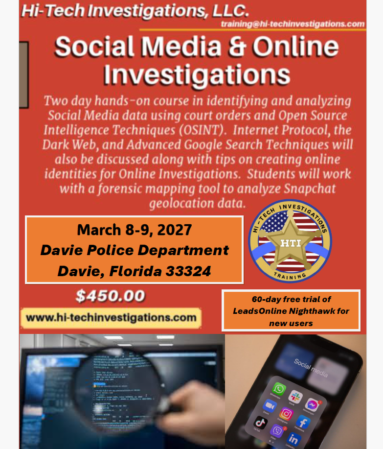 Davie, Florida - Social Media & Online Investigations - March 8-9, 2027
