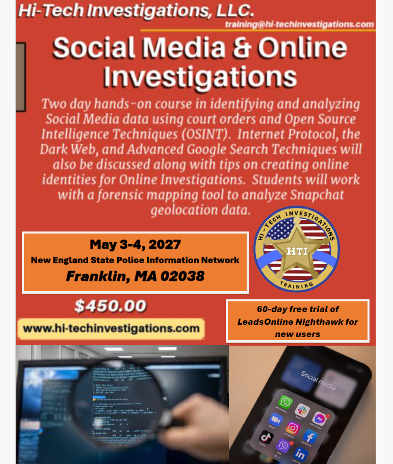 Franklin, MA - Social Media & Online Investigations - May 3-4, 2027
