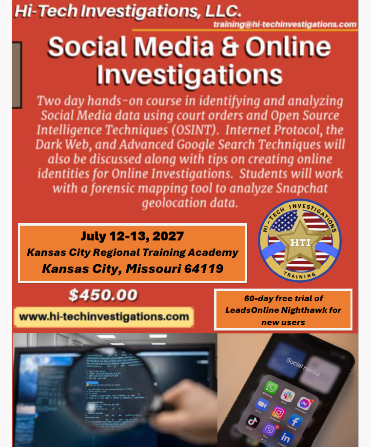 Kansas City, MO - Social Media & Online Investigations - July 12-13, 2027