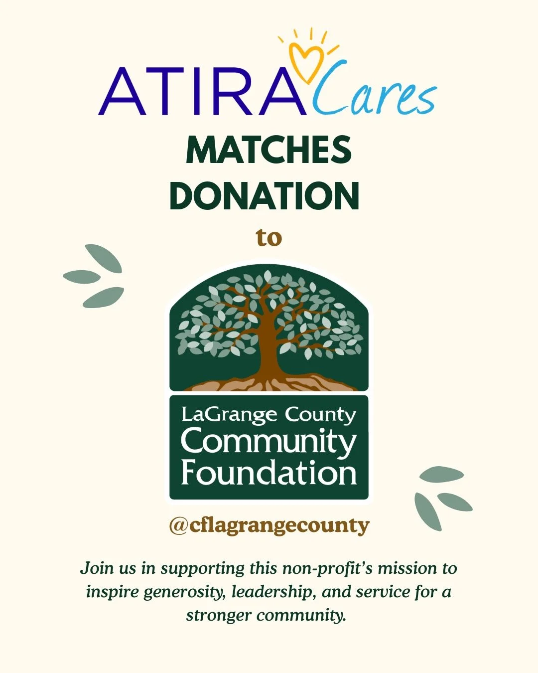 Atira Cares is honored to match a donation from one of our incredible team members from The Van Buren Hotel in Shipshewana, Indiana, to the LaGrange County Community Foundation&rsquo;s Caring Community Fund (@cflagrangecounty)🌟&thinsp;&thinsp;&thins