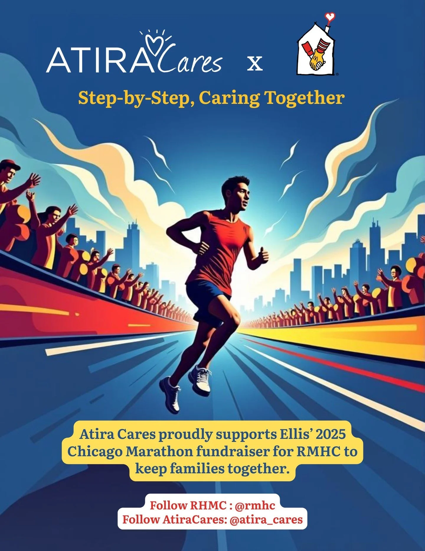 Atira Cares is proud to sponsor Ellis, who will be representing Ronald McDonald House Charities (RMHC) at the 2025 Bank of America Chicago Marathon this weekend! Ellis will be running 26.2 miles to raise vital funds for children and families in need.