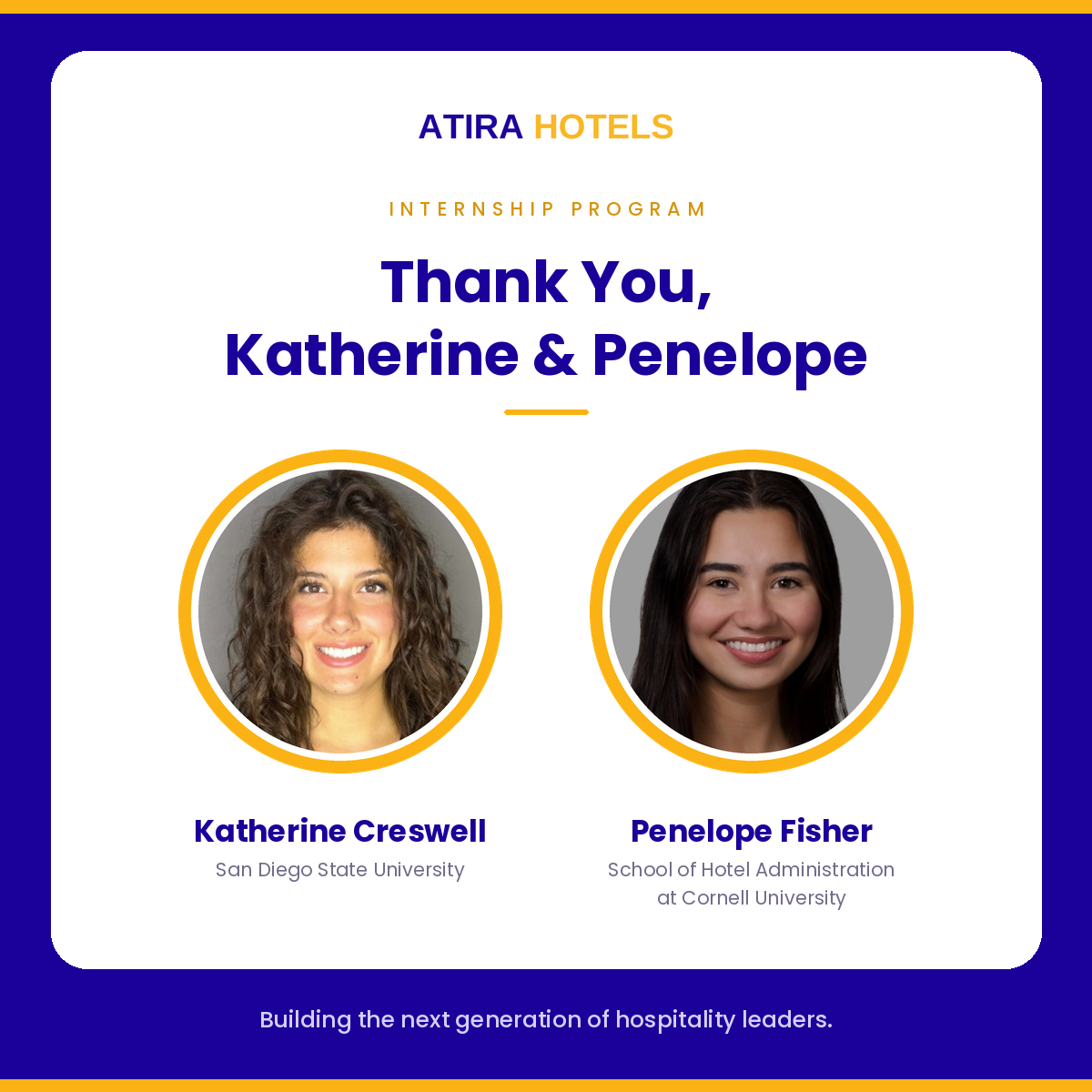 Atira Hotels Interns Katherine Creswell and Penelope Fisher Complete a Term of AI, Capital Markets, and Brand Strategy Work