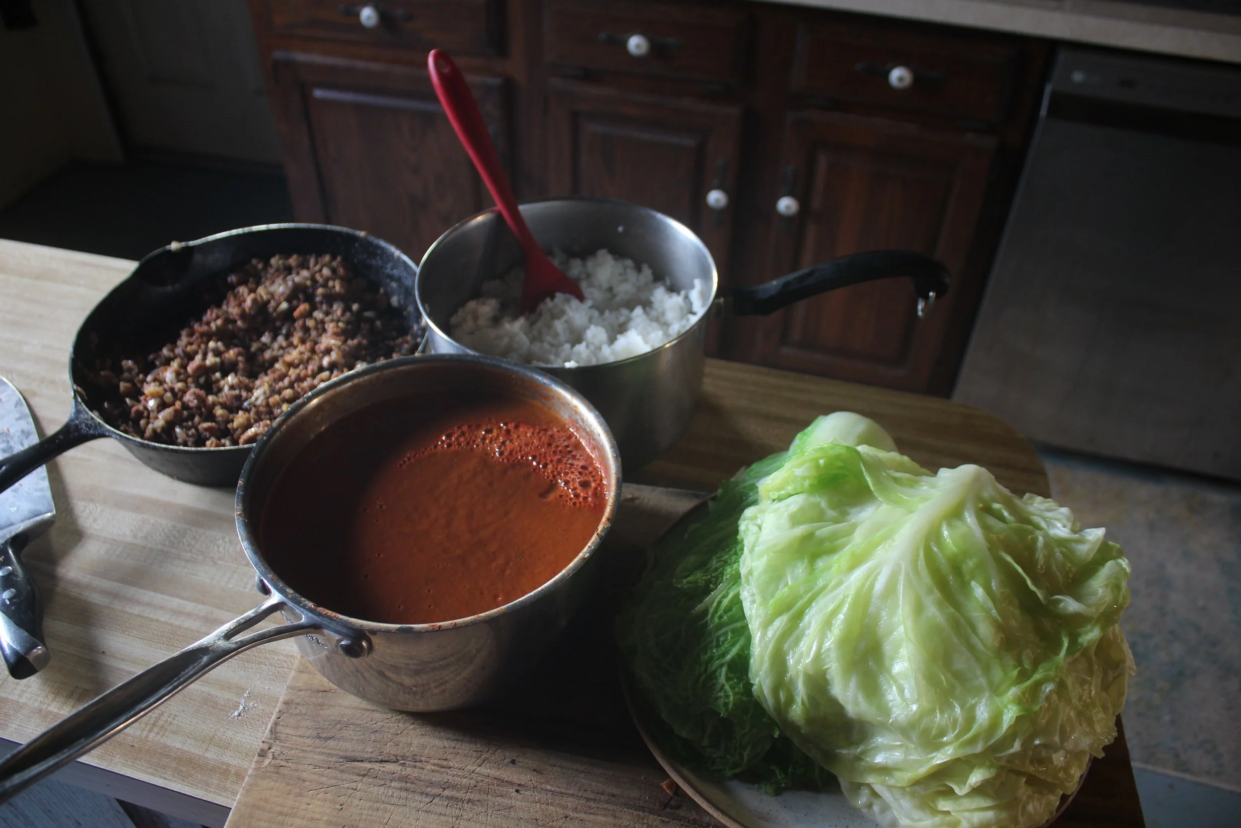 Stuffing the Cabbage - Family Holupchi Recipe